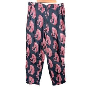 Desmond & Dempsey Women's PJ Pants Lounge Black Red Tiger Print Sz M Comfort